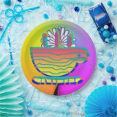 Rainbow Yellow Cup Saucer Partys Cocktail Pappteller (Party)