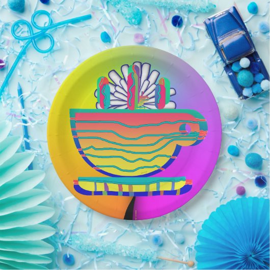 Rainbow Yellow Cup Saucer Partys Cocktail Pappteller (Party)