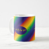 Rainbow Yellow Lila Typografie Kaffeetasse (Vorderseite Links)