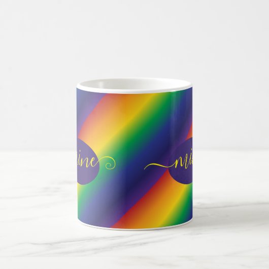 Rainbow Yellow Lila Typografie Kaffeetasse (Mittel)