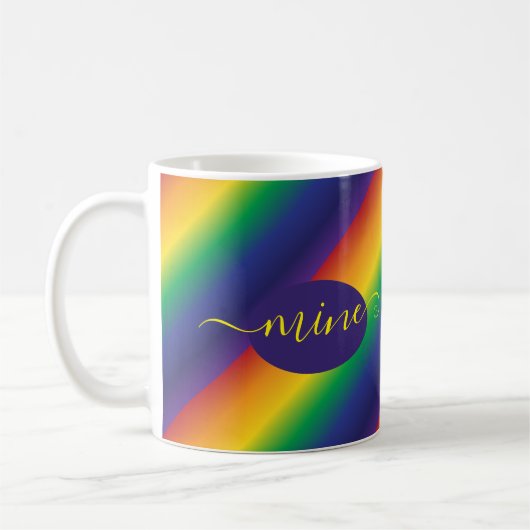 Rainbow Yellow Lila Typografie Kaffeetasse (Links)