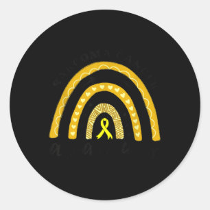 Rainbow Yellow Ribbon Sarcoma Krebs Bewusstsein Runder Aufkleber