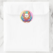 Rainbow Yeti Round Aufkleber (Tasche)