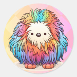 Rainbow Yeti Round Aufkleber