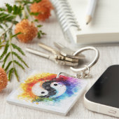 Rainbow Yin Yang Digital Art Schlüsselanhänger (Vorderseite rechts)