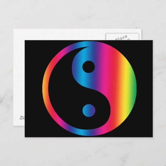 Rainbow Yin Yang Postcard Postkarte (Vorne/Hinten)