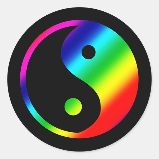 Rainbow Yin Yang Runder Aufkleber (Vorderseite)
