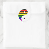 Rainbow Yin Yang Runder Aufkleber (Tasche)