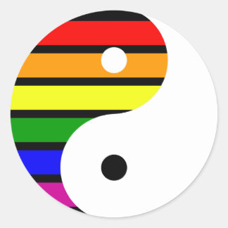 Rainbow Yin Yang Runder Aufkleber