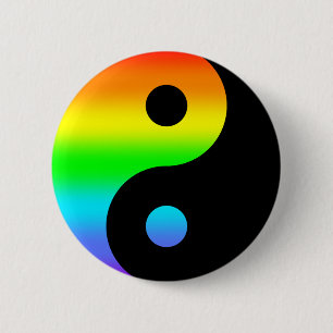 Rainbow Yin Yang Symbol Button