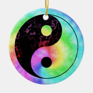 Rainbow Yin Yang Symbol Keramikornament