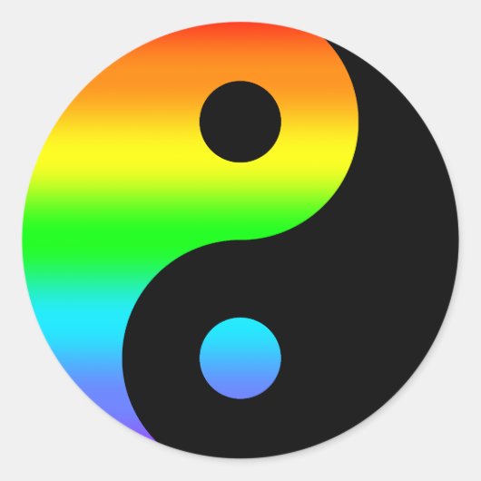 Rainbow Yin Yang Symbol Runder Aufkleber (Vorderseite)
