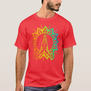 Rainbow Yoga Om Namaste Hand of Woman Mandala Sty T-Shirt