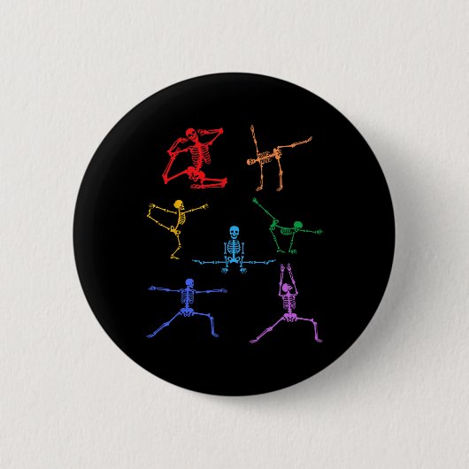 Rainbow Yoga Skeleton Übungsknochen Halloween Teil Button (Vorderseite)