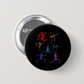 Rainbow Yoga Skeleton Übungsknochen Halloween Teil Button (Vorne & Hinten)