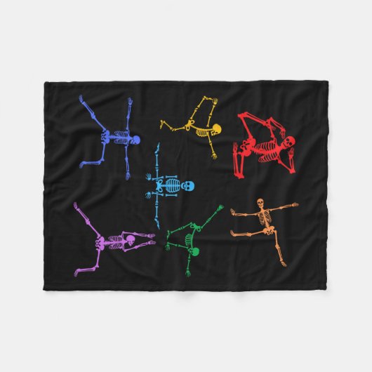Rainbow Yoga Skeleton Übungsknochen Halloween Teil Fleecedecke (Vorderseite (Horizontal))