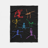 Rainbow Yoga Skeleton Übungsknochen Halloween Teil Fleecedecke (Vorderseite)