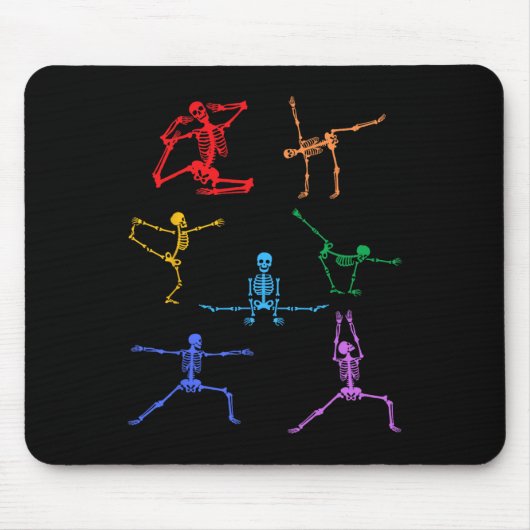 Rainbow Yoga Skeleton Übungsknochen Halloween Teil Mousepad (Vorne)
