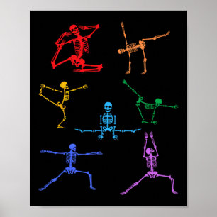 Rainbow Yoga Skeleton Übungsknochen Halloween Teil Poster