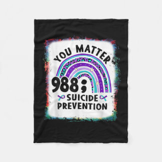 Rainbow You 988 Suicide Awareness Bleac Fleecedecke