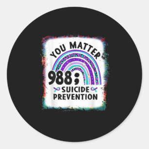 Rainbow You 988 Suicide Awareness Bleac Runder Aufkleber