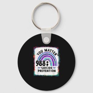 Rainbow You 988 Suicide Awareness Bleac Schlüsselanhänger
