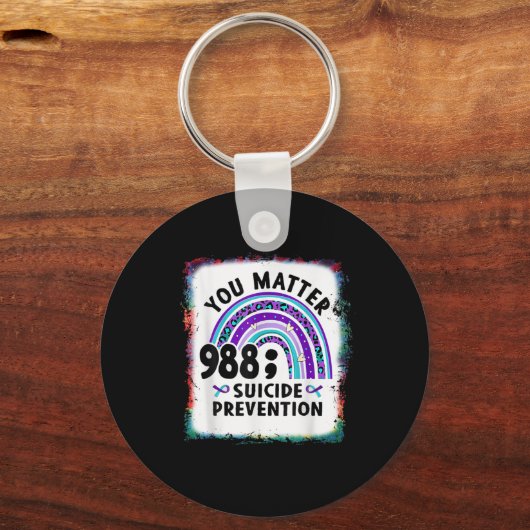 Rainbow You 988 Suicide Prevention Awareness Bleac Schlüsselanhänger (Vorderseite)
