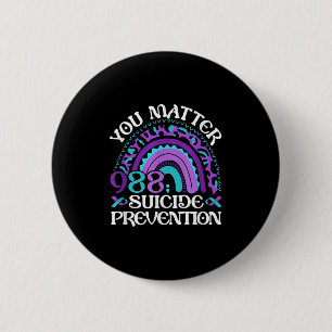 Rainbow You 988 Suicide Prevention Awareness Ribbo Button