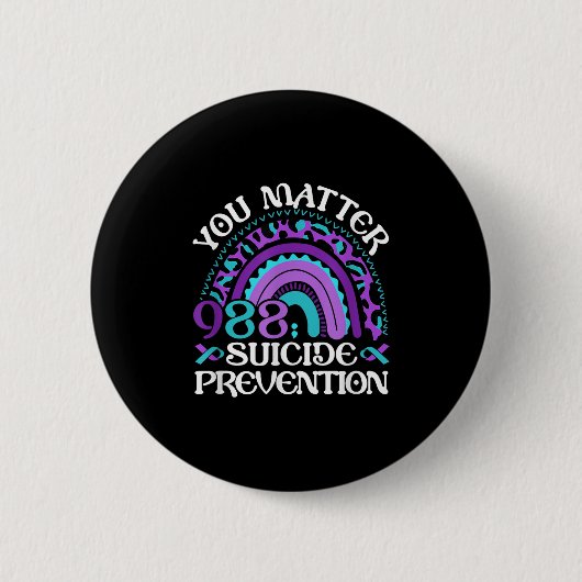 Rainbow You 988 Suicide Prevention Awareness Ribbo Button (Vorderseite)