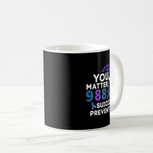Rainbow You 988 Suicide Prevention Awareness Ribbo Kaffeetasse (VorderseiteRechts)