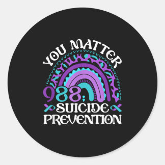 Rainbow You 988 Suicide Prevention Awareness Ribbo Runder Aufkleber