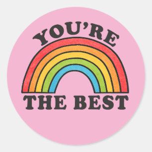 Rainbow You are the Best Positive Runder Aufkleber