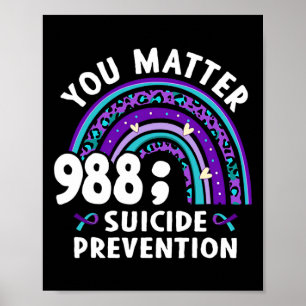 Rainbow You Problem 988 Suizidprävention Awarene Poster