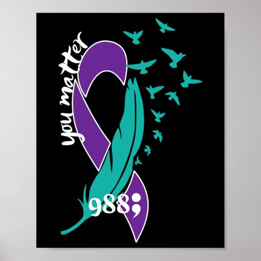Rainbow You Problem 988 Suizidprävention Awarene Poster (Vorne)