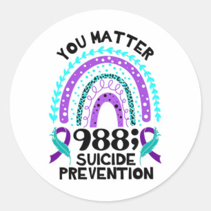 Rainbow You Problem 988 Suizidprävention Awarene Runder Aufkleber