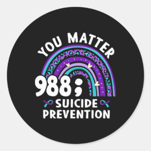 Rainbow You Problem 988 Suizidprävention Awarene Runder Aufkleber
