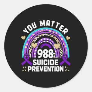 Rainbow You Problem 988 Suizidprävention Awarene Runder Aufkleber