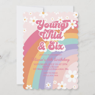 Rainbow Young Wild und 6. Geburtstag Einladung
