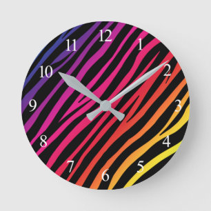 Rainbow Zebra Animal Print Runde Wanduhr