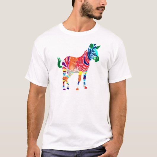 Rainbow Zebra Animals Mit Monogramm Muster Party T-Shirt (Vorderseite)