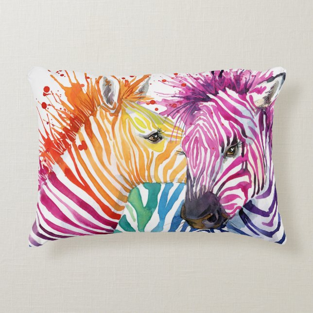 Rainbow zebra, Aquarellbilder. Dekokissen (Vorderseite)