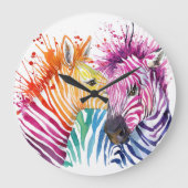 Rainbow zebra, Aquarellbilder. Große Wanduhr (Vorderseite)