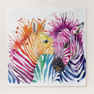 Rainbow zebra, Aquarellbilder. Puzzle