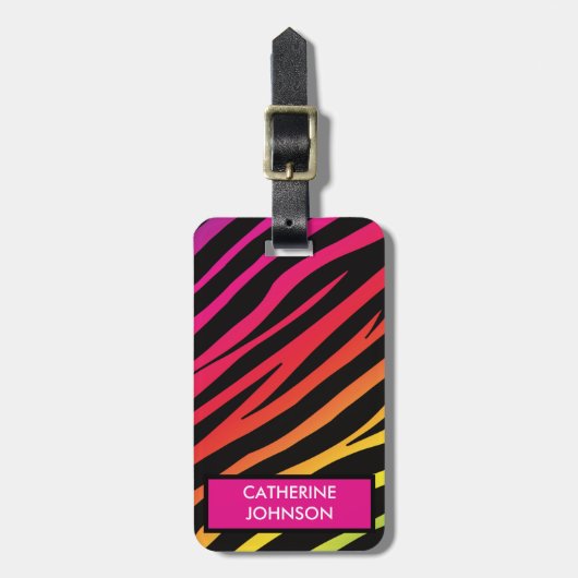 Rainbow zebra drucken mehrfarbiges Gepäckanhänger (Vorderseite vertikal)