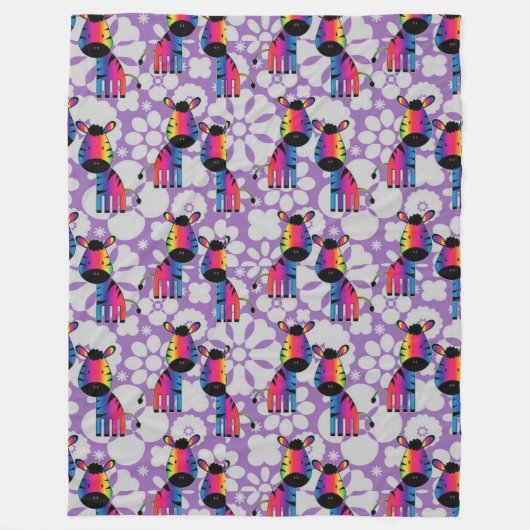 Rainbow Zebra Fleecedecke (Vorderseite)