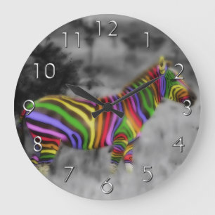 Rainbow Zebra Große Wanduhr