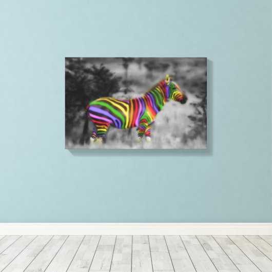 Rainbow Zebra Leinwanddruck (Insitu (Holzboden))