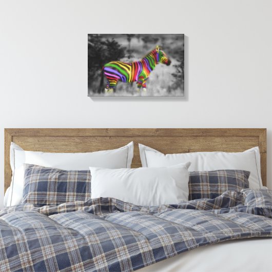 Rainbow Zebra Leinwanddruck (Insitu (Schlafzimmer))