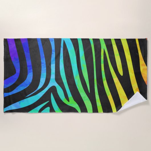Rainbow Zebra-Malmuster Strandtuch (Vorderseite)