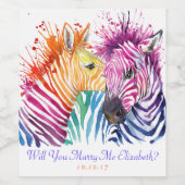 Rainbow Zebra Marry Me Wine Label Weinetikett (Einzelnes Label)